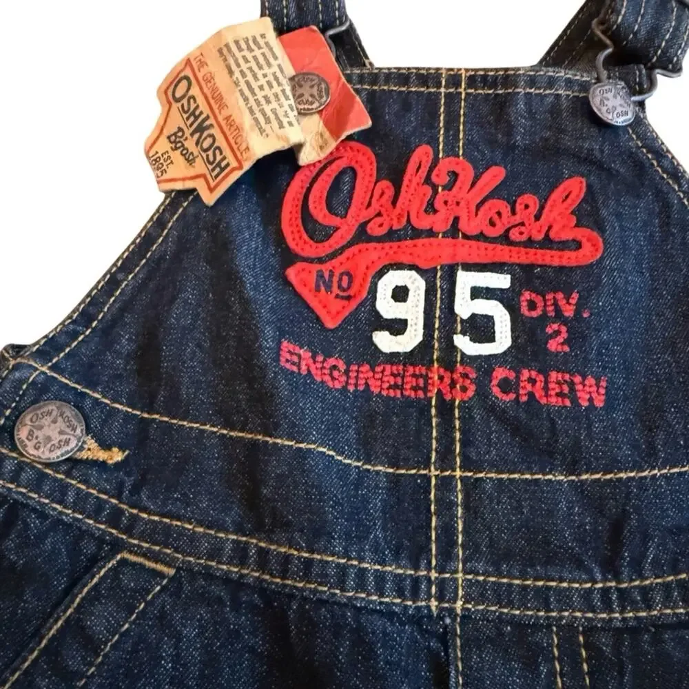 OshKosh B'gosh Dark Blue Overalls Engine Crew Size 6 Months NEW